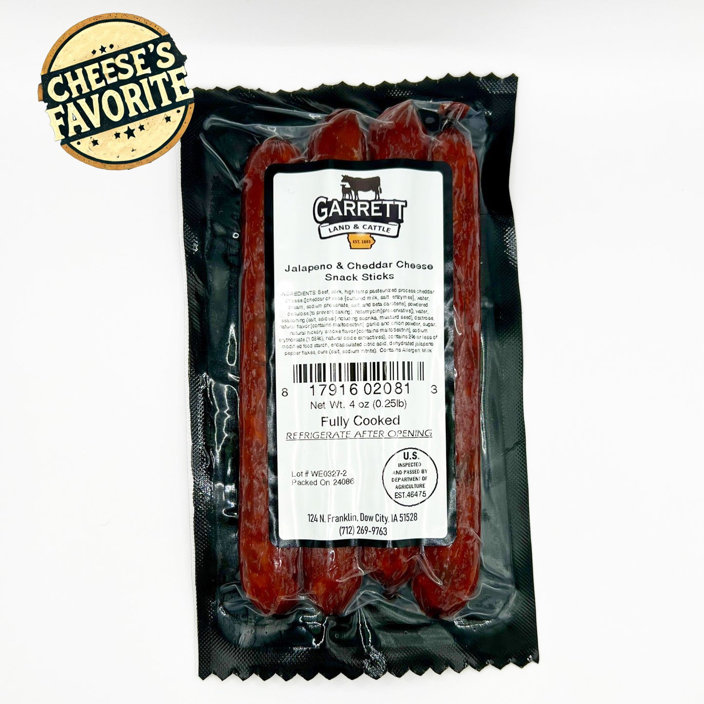 JALAPEÑO & CHEESE - Farm Raised Beef/Pork Combo Snack Sticks