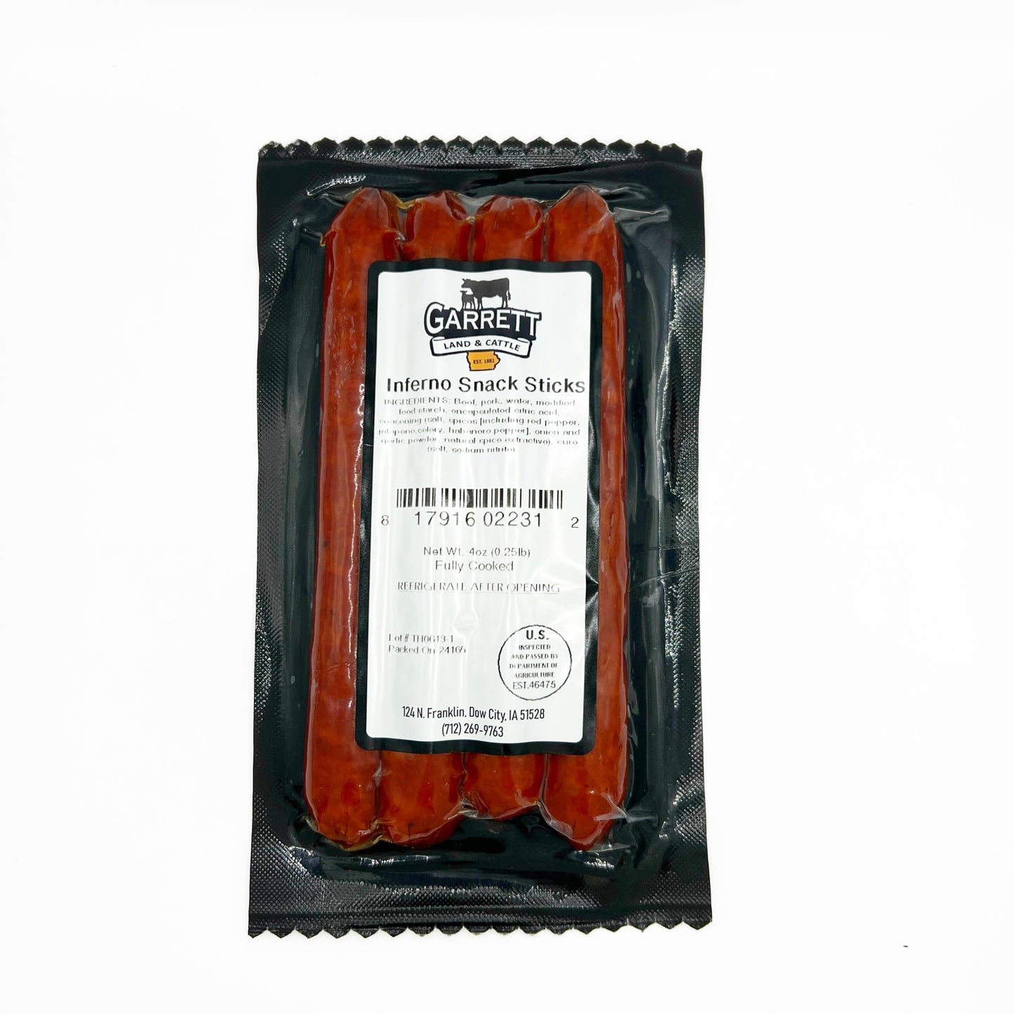 🔥 INFERNO - Farm Raised Beef/Pork Combo Snack Sticks