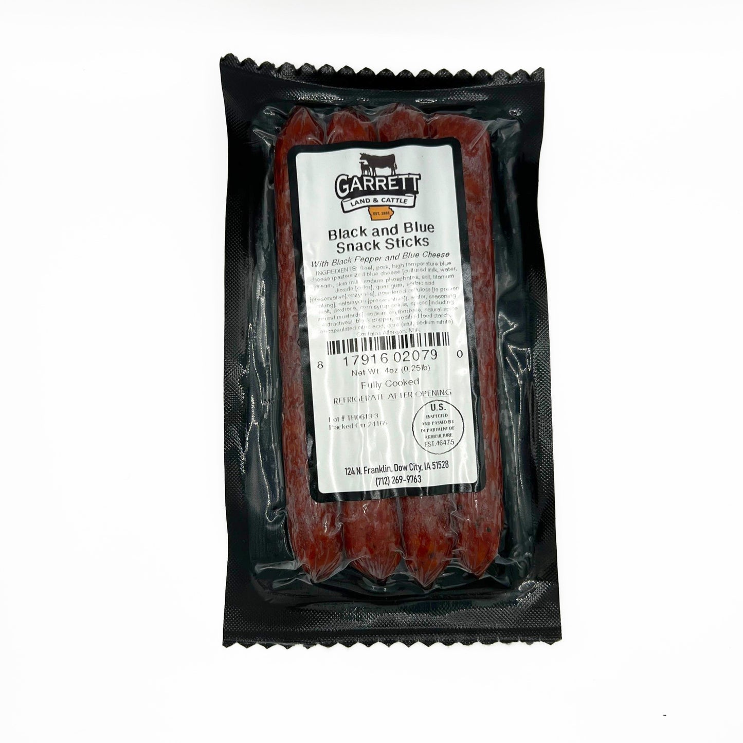 BLACK & BLUE - Farm Raised Beef/Pork Combo Snack Sticks