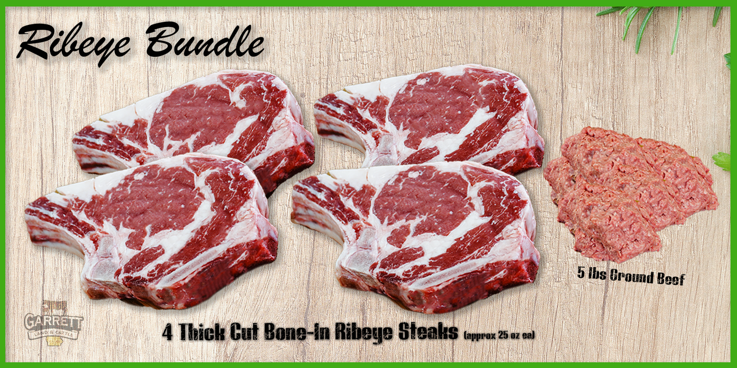Ribeye Steak Bundle + 5 lbs of Ground Beef (**Free Local Delivery)